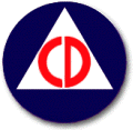 The old United States Civil Defense logo. The triangle emphasised the 3-step Civil Defense philosophy used before the foundation of FEMA and Comprehensive Emergency Management. 